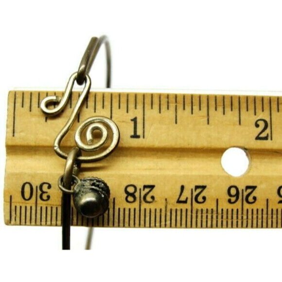 Jingle Bell Ring Hooked Thin Bangle Sterling Silver 925 Charm Vintage Bracelet - Picture 5 of 12